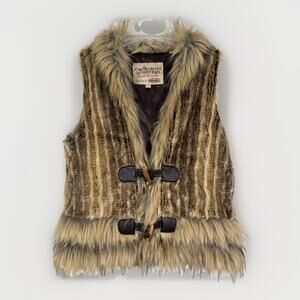Powder River Outfitters Woman’s S Faux Fur Vest Y2K Boho Indie